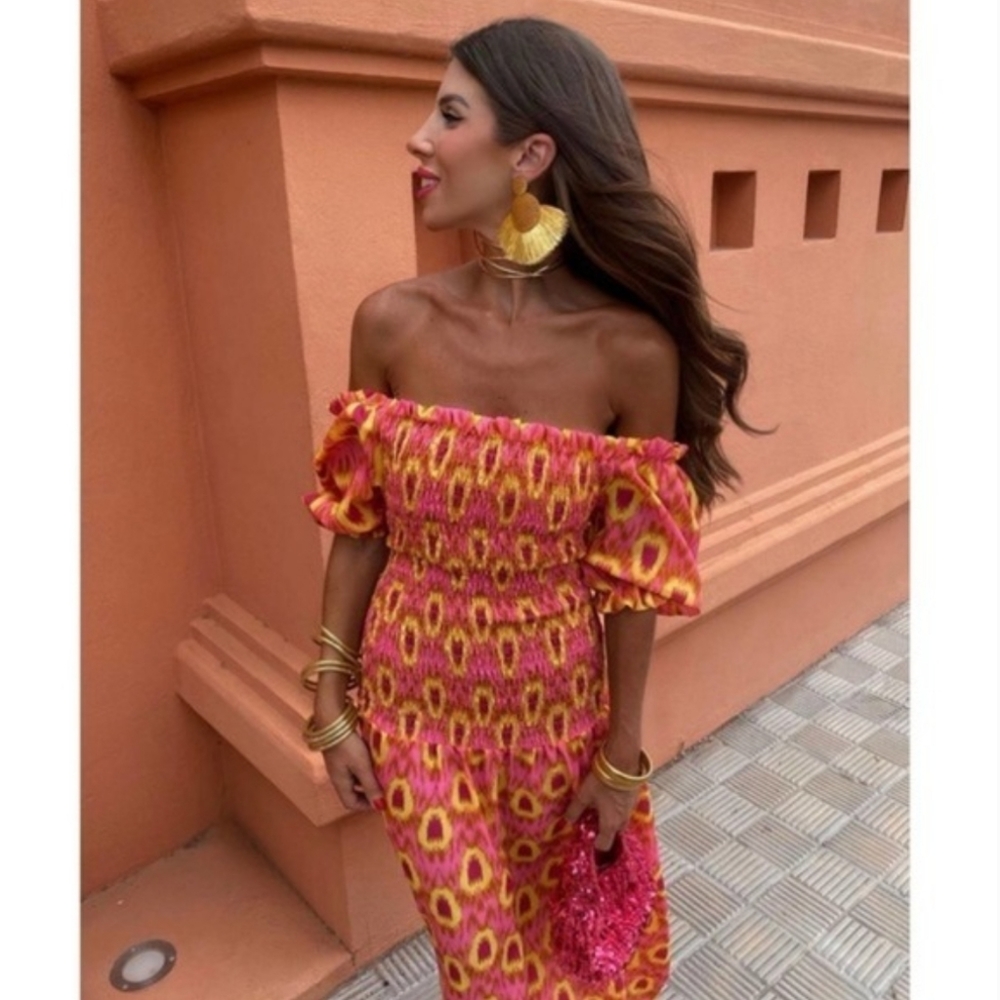 ZARA * BOHO PRINTED MIDI DRESS - Picture 8 of 16